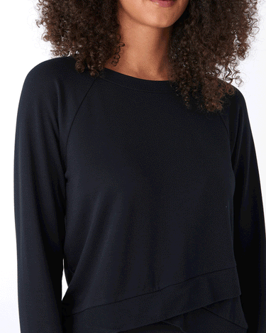 Halle Feather Fleece Crossover Hem Top Threads 4 Thought 