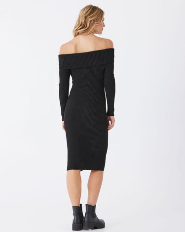 Karyssa Rib Knit Off-Shoulder Midi Dress Threads 4 Thought 