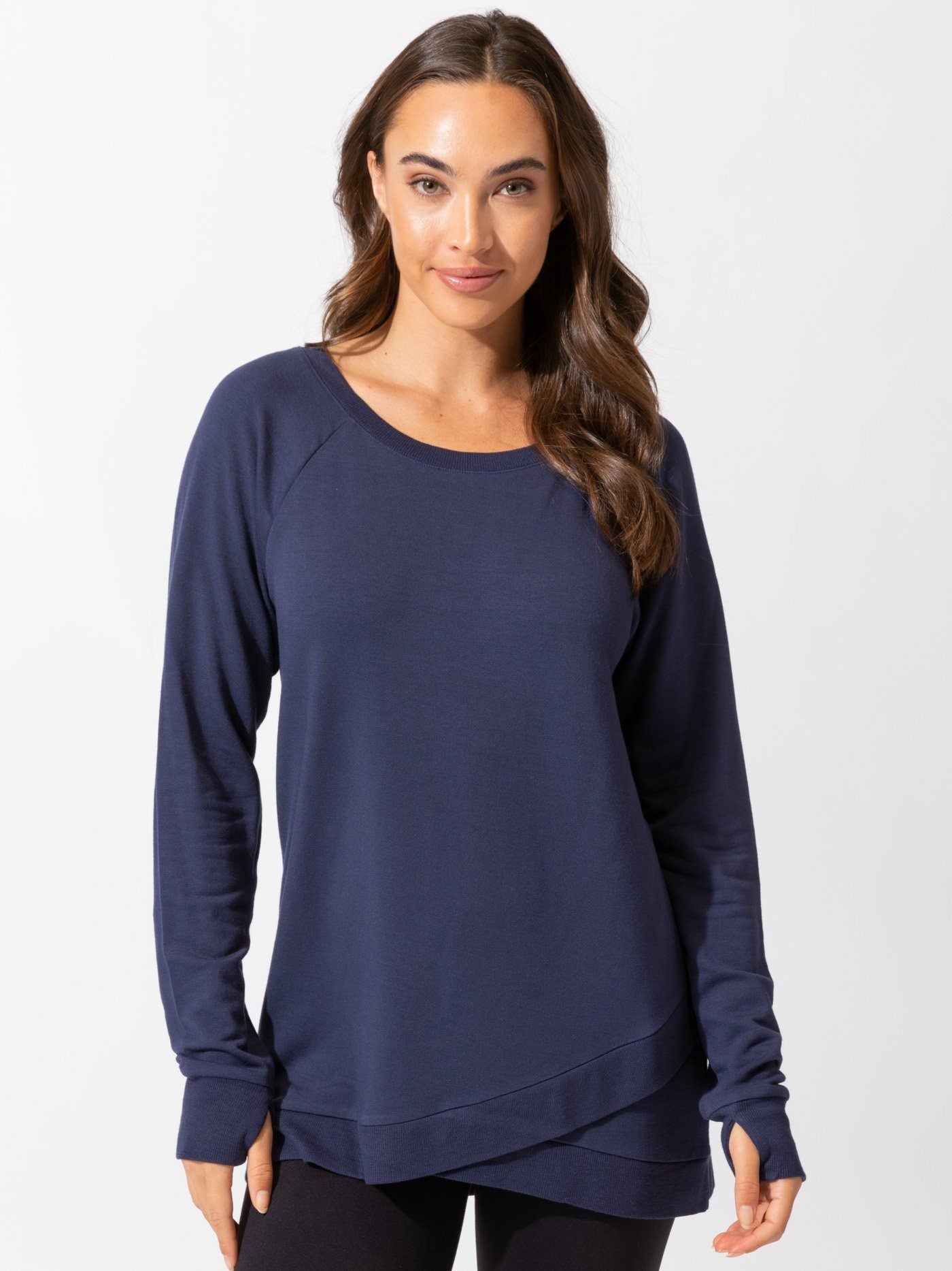 Leanna Feather Fleece Tunic in Raw Denim – Threads 4 Thought