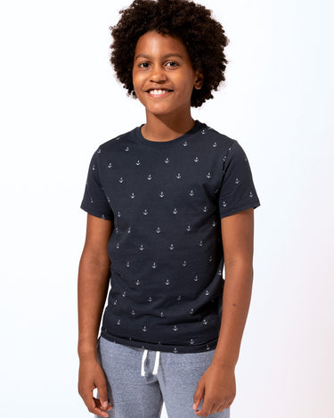 Boys Micro Anchor Print Tee Boys Tops Tshirt Threads 4 Thought 