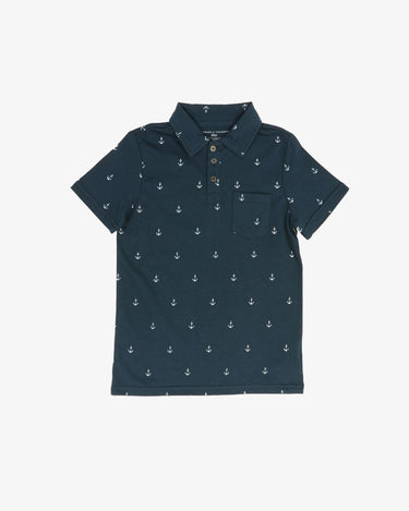 Boys Micro Anchor Print Polo Boys Tops Threads 4 Thought 