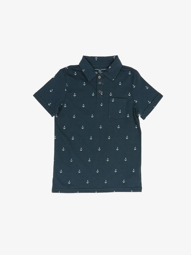 Boys Micro Anchor Print Polo Boys Tops Threads 4 Thought 