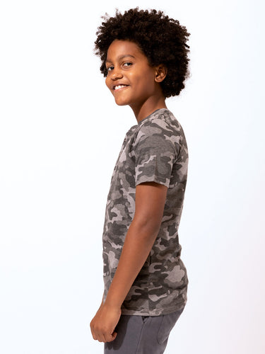 Boys Short Sleeve Camo Henley Boys Tops Threads 4 Thought 