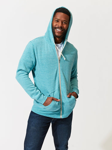 Triblend Zip Fleece Hoodie Mens Outerwear Sweatshirt Threads 4 Thought