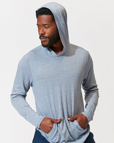 Long Sleeve Triblend Hoodie in China Blue – Threads 4 Thought