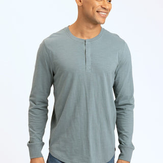 Leeroy Long Sleeve Slub Henley Mens Tops Tshirt Long Threads 4 Thought 