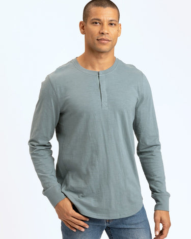 Leeroy Long Sleeve Slub Henley Mens Tops Tshirt Long Threads 4 Thought 