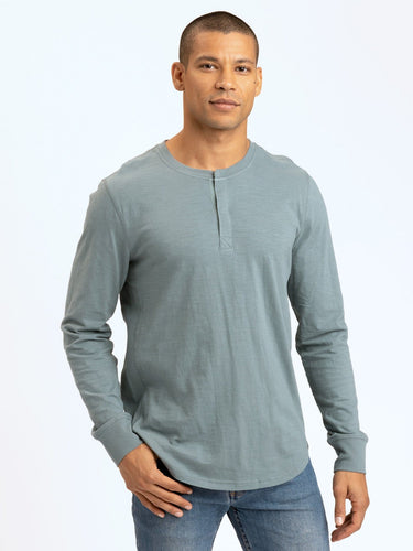 Leeroy Long Sleeve Slub Henley Mens Tops Tshirt Long Threads 4 Thought 