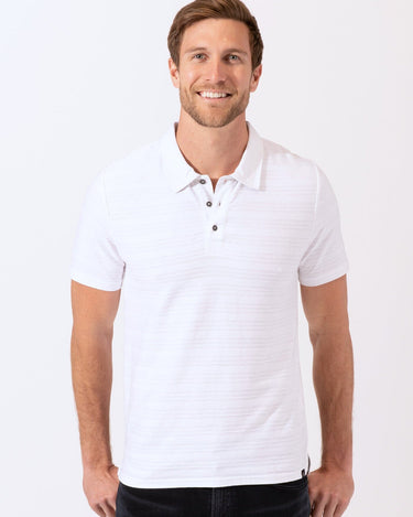 Grant Stripe Polo Mens Tops Tshirt Short Threads 4 Thought 