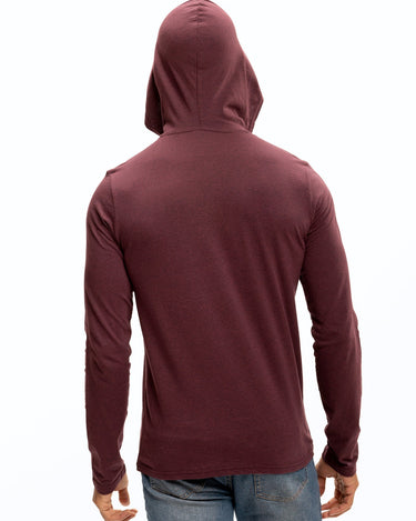 Long Sleeve Triblend 2-Button Henley Hoodie Mens Tops Tshirt Long Threads 4 Thought 