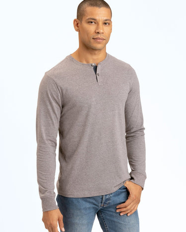 Long Sleeve Triblend 2-Button Henley Mens Tops tshirt Long Threads 4 Thought 