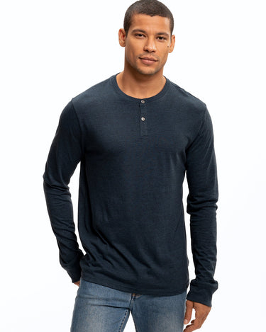 Long Sleeve Triblend 2-Button Henley Mens Tops tshirt Long Threads 4 Thought 