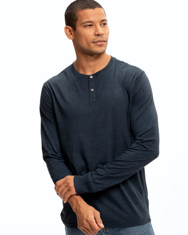 Long Sleeve Triblend 2-Button Henley Mens Tops tshirt Long Threads 4 Thought 