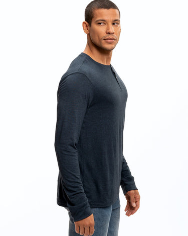 Long Sleeve Triblend 2-Button Henley Mens Tops tshirt Long Threads 4 Thought 