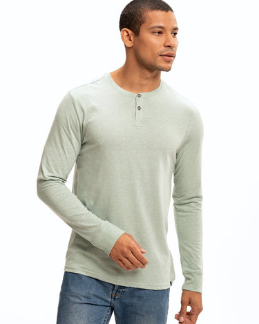 Long Sleeve Triblend 2-Button Henley Mens Tops Tshirt Long Threads 4 Thought 