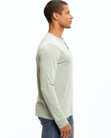 Long Sleeve Triblend 2-Button Henley Mens Tops Tshirt Long Threads 4 Thought 