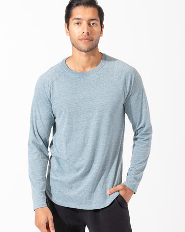 Long Sleeve Triblend Raglan Shirttail Crew Mens Tops Threads 4 Thought 