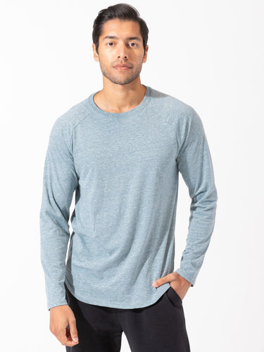 Long Sleeve Triblend Raglan Shirttail Crew Mens Tops Threads 4 Thought 