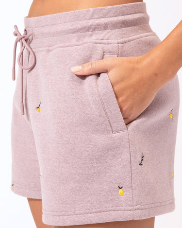 Lemon Embroidery Fleece Short Womens Bottoms Shorts Threads 4 Thought 