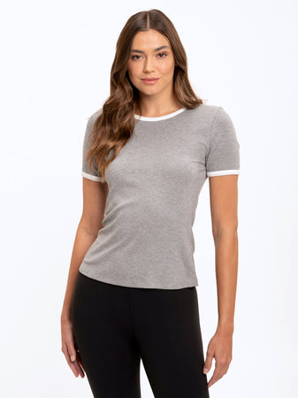 NIXIE RIB RINGER TEE Threads Grey – / Thought in White 4 Heather
