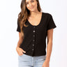 Lauryn Button-Front Crop Tee Womens Tops Short Threads 4 Thought 