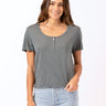 Whitlea Raw Edge Baby Henley Womens Tops Short Threads 4 Thought 