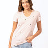 Cacti Embroidery V-Neck Tee Womens Tops Short Threads 4 Thought 