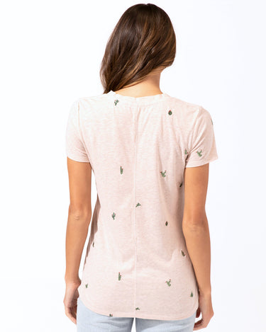 Cacti Embroidery V-Neck Tee Womens Tops Short Threads 4 Thought 