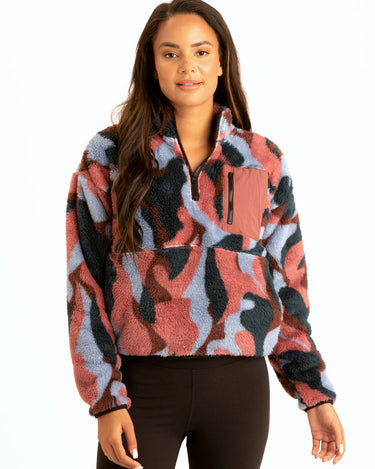 Katya Abstract Camo Print 1/2 Zip Pullover Womens Outerwear Sweatshirt Threads 4 Thought 