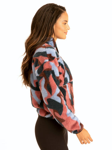 Katya Abstract Camo Print 1/2 Zip Pullover Womens Outerwear Sweatshirt Threads 4 Thought 