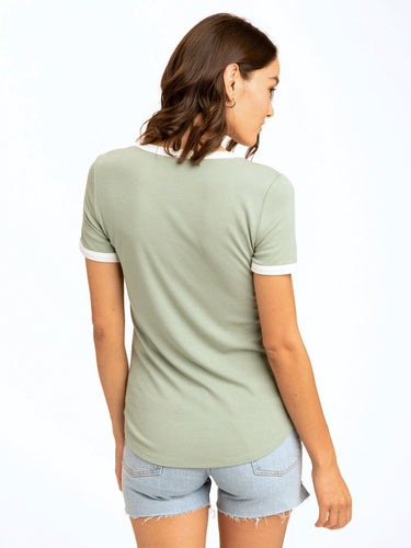 Tessa Feather Rib Ringer Tee Womens Tops Short Threads 4 Thought 