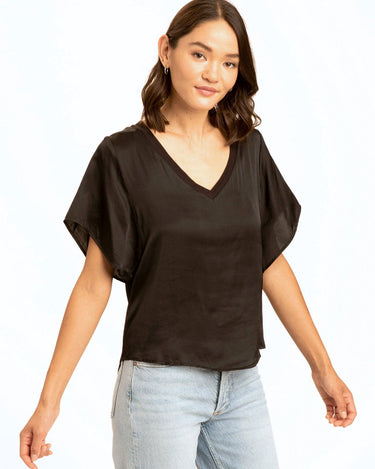 Averil Sateen V-Neck Top Womens Tops Short Threads 4 Thought 